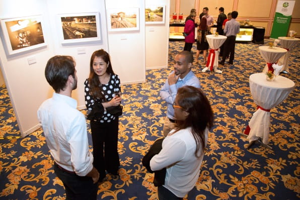 Scope Group Consultant and Executives (from left) Christoph Pellech, Syazzana Arina and Ralph Mpofu learning from Jean Tan about SIF’s work in bridging world communities together to do good.